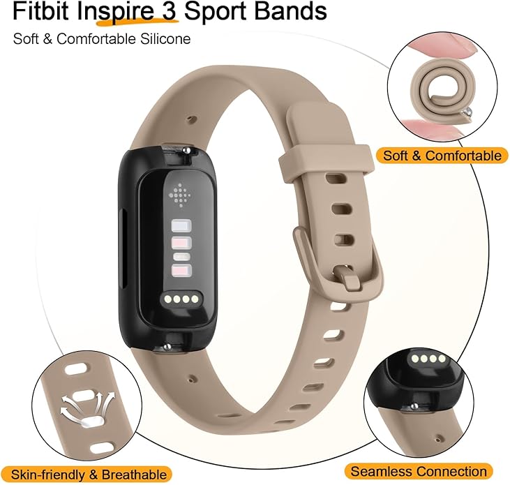 2-Pack Bands for Fitbit Inspire 3 Bands for Women Men, Classic Soft Replacement Sport Wristbands Replacement Straps Compatible with Fitbit Inspire 3 Fitness Tracker