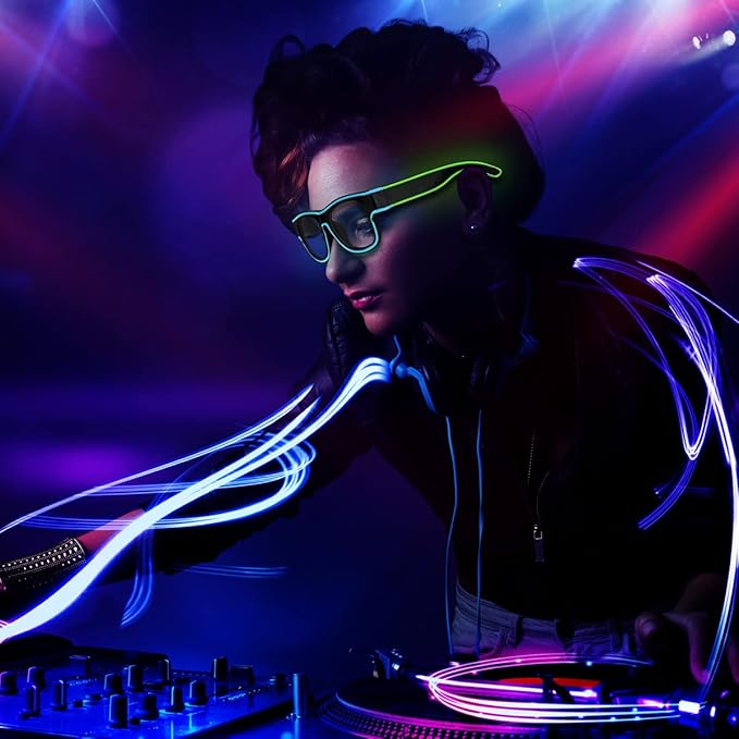 Ainiv Wireless Light Up Glasses 3 Modes LED Luminous Glasses Glow in the Dark for Parties, DJ, EDM, Halloween, Christmas