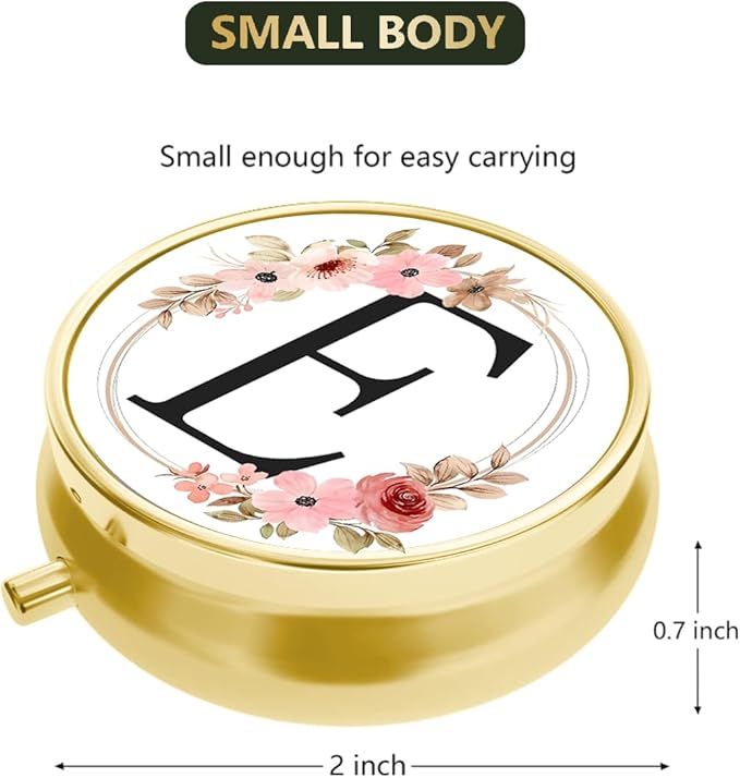 Small Pill Box for Purse Pocket, Personalized Small Pill Case 3 Compartment, Monogrammed Cute Pill Organizer, Gift for Women Teen Girls, Travel Mini Jewelry Box,Earring Holder Organizer