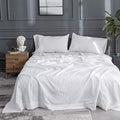 Simple&Opulence Belgian Linen Sheet Set Solid Color - 4 Pieces (1 Flat Sheet, 1 Fitted Sheet & 2 Pillowcases) Natural Flax Cotton Blend Soft Breathable Farmhouse Bedding - Queen Size, White