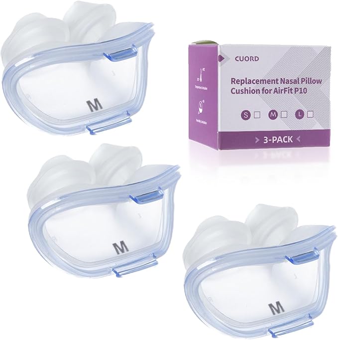 3 Packs Replacement Nasal Pillow Cushion for ResMed AirFit P10, Compatible with Original Airfit P10 Frame, Replacement Silicone CPAP Supplies, Reliable Seal & Lighter Weight, Medium