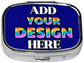 Custom Travel Medicine Organizer, Medicine Pill Box Case Container Travel Pill Holder Vitamin for Purse Med Wallet Portable Mini Pastillero Square, Navy, Customized Gifts