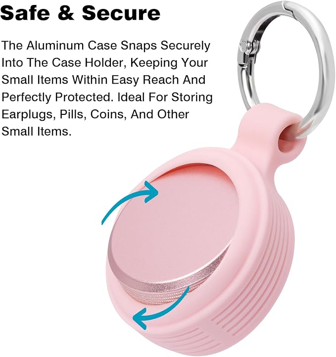Premium Keychain Case – Small Metal Pill Case Travel Pill Box, Waterproof Durable Pill Holder Container, Portable Medicine Pill Organizer for Earplugs, Jewelry, Compatible with Loop, Vibes & Eargasm