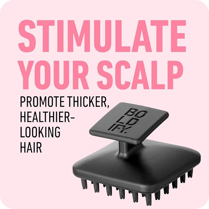 Boldify Scalp Scrubber - Hair Massager Shampoo Brush for Healthy Roots - Silicone Scrubber for Hair Growth and Dandruff Removal - Waterproof Exfoliator