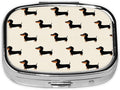 2 Compartments Travel Pill Organizer Daily Pill Case Wiener Dog Doxie Dachshund Weiner Dog Pet Dogs Small Pill Box for Pocket Purse Portable Pill Container Medicine Vitamin Organizer