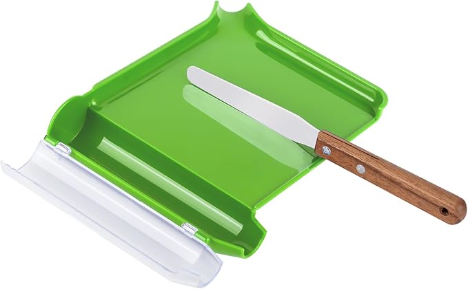 Medarchitect Right Hand Pill Counting Tray with Spatula (Light Green - Wood Handle)