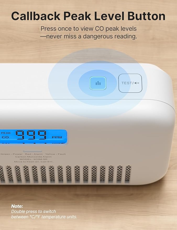 X-Sense 3-in-1 Carbon Monoxide Detector, with Temperature & Humidity Monitor, Voice Alerts, Replaceable Battery Powered CO Alarm, XC0M-SR, 1-Pack