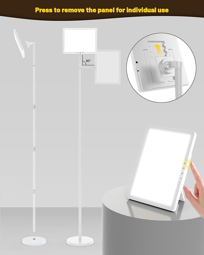 Sunlight Lamp, 12000 Lux Full Spectum Sun Lamp Natural Light Lamp for Home/Office/Morning Routine, 4 in 1 Mount, 5 Mode Adjustable 10 Brightess Levels, 5 Color Modes,Timer, Memory