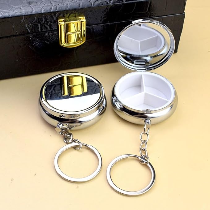 20pcs Sublimation Blank Pill Box 3 Compartment Medicine Pill Case,Portable Pill Box for Pocket or Purse Pill Boxs Decorative Metal Medicine Vitamin Organizer for DIY Heat Transfer Print (B)
