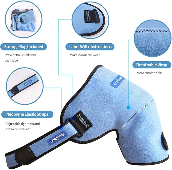 3D XL Shoulder Ice Pack Wrap, Shoulder Brace with Ice Pack Hot Cold Therapy for Sports Injuries, Bursitis, Tendinitis, Surgery Recovery, Rotator Cuff Arm Pain Relief