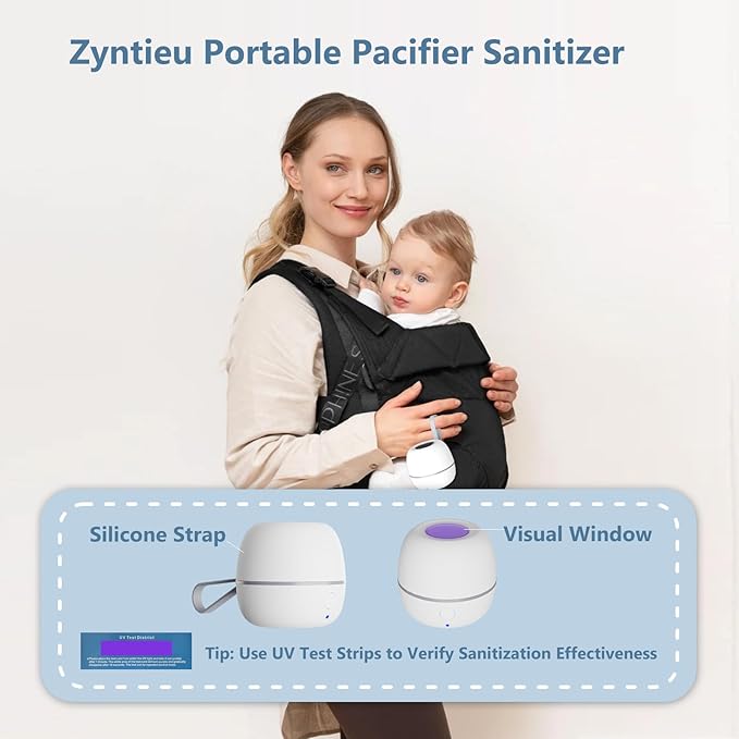Portable Pacifier Sanitizer, UV Light Sanitizer Box, 99.99% Cleaned in 3 Minutes, 180-Min Battery Life, USB Rechargeable, Baby Pacifier Sanitizer On The Go