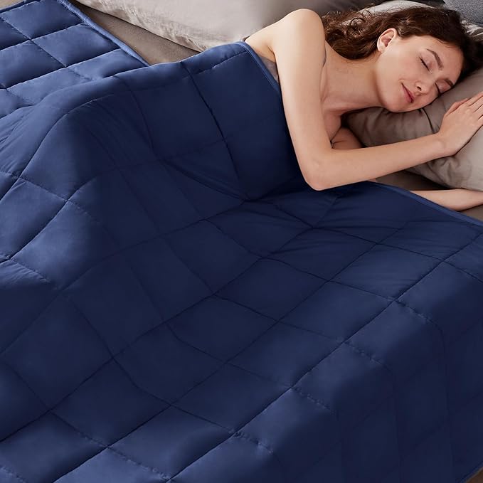 Weighted Blanket Twin Size (48"x72" 20lbs),Ultra Soft and Cozy Cooling Weighted Blanket Twin Size for Adult,Heavy Blanket with Machine Washable Soft Blanket, Blue