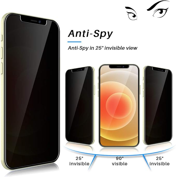L K 2 Pack LϟK Privacy Screen Protector Designed for iPhone 12 and iPhone 12 Pro 5G 6.1 inch Tempered Glass High Clear, Case Friendly, Come with Installation Tray -Black