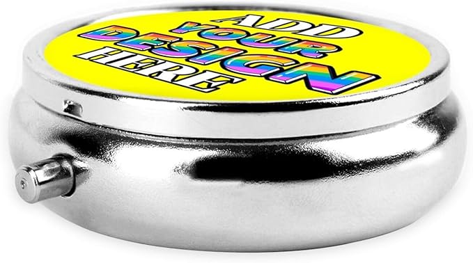 Custom Pill Organizer, Medicine Pill Box Case Container Travel Pill Holder Vitamin for Purse Med Wallet Portable Mini Pastillero Round, Yellow, Personalized Gifts