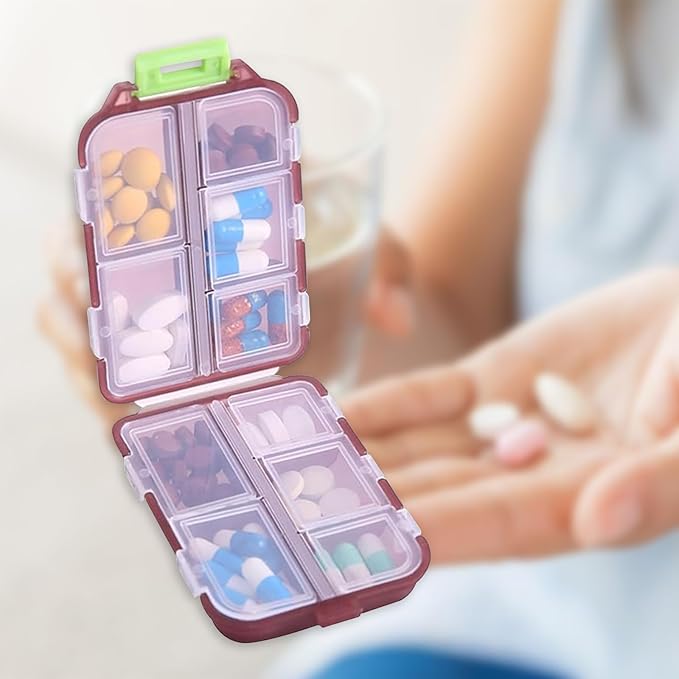 INVODA 7-Day Pill Organizer with Medicine Labels Travel Pill Case Compact, Portable Medication Organizer for Daily Use (3.7 x 2.4 x 1.18 Inches)