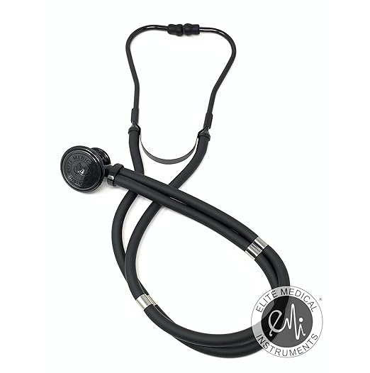 EMI 330-ST Stealth Black Sprague Stethoscope and Aneroid Sphygmomanometer Blood Pressure Set - Manual BP Cuff Kit for Nurses, Doctors, and Students