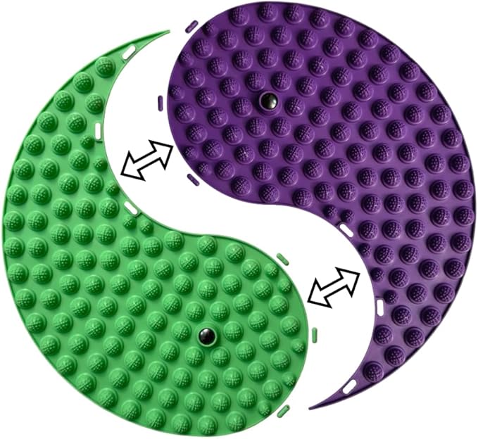 Foot Massager Mat, Yinyang Balance Tai ji Bagua Pattern with Magnetic Therapy, Acupressure Reflexology Mat for Daily Foot Relaxation and Pain Relief, Purple and Green