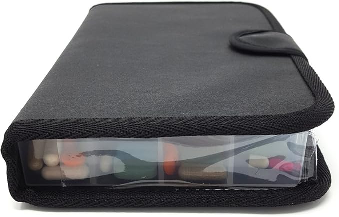 Deluxe Large Weekly 4X a Day Medication Pill Planner Organizer with Case - Each Compartment Holds Approx 30 Aspirins - 7 Day Pill Organizer has Large Removable 4X a Day Pill Boxes - Secure for Travel
