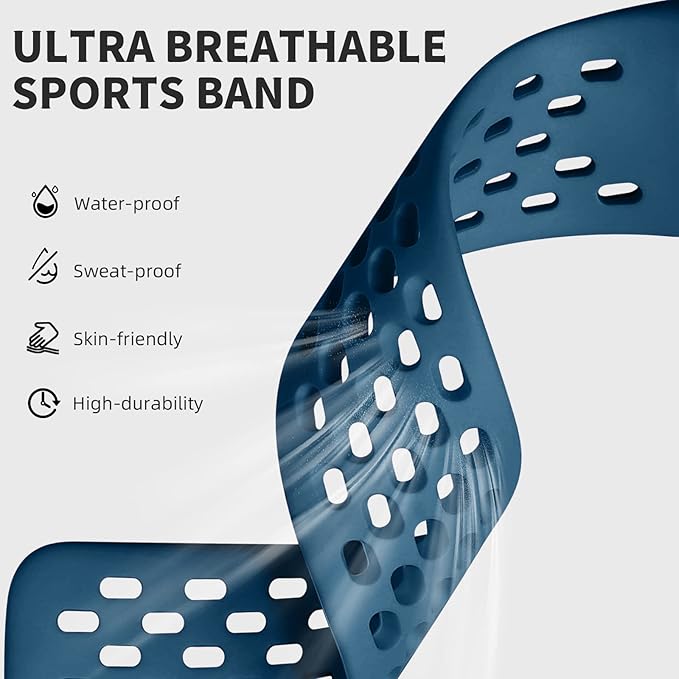 Getino Sport Bands Compatible with Fitbit Charge 5/6, Soft Breathable Waterproof Strap, Adjustable Replacement Accessories for Women/Men, Slate Blue