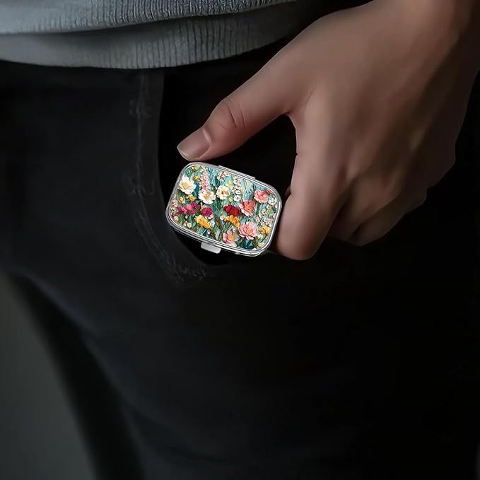 Pill Box-2 Compartment Small Pill Case Portable for Pocket & Purse Single Pill Carrier Pill Container to Hold Vitamins Medication Fish Oil and Supplements BPA-Free