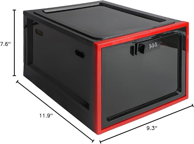 Medicine Lock Box - Refrigerator Lockable Box for Food Storage Locker - Clear Lockbox with Combination - Childproof First AID Locking Pill Case and Medical Organizer Bin - Ipad Tablet Phone Jail Box