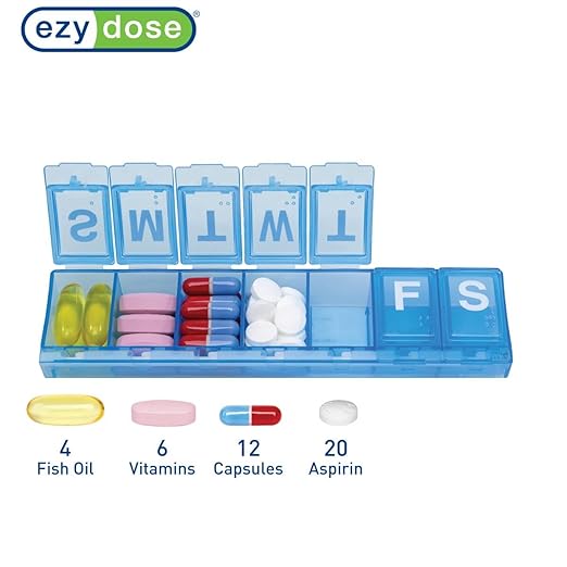 EZY DOSE Weekly (7-Day) Daily Pill Container, Medicine Planner, Vitamin Organizer, Large Locking Compartments Secure Prescription Medication and Prevent Accidental Spilling, Color May Vary, BPA Free