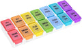 AM PM Weekly Pill Organizer 2 Times A Day, Daily Pill Box Case 7 Day Detachable Medicine Holder with Easy Filling & Retrieving, for Vitamin/Fish Oil/Supplements (Colorful)