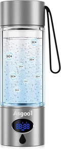 Hydrogen Water Bottle - 5000 PPB in 8 Minutes, Cyclic Mode for 8 Hours, Self Clean, Aluminum & Glass, for Travel Sports Office Home, Gift for Father Mom Family Friends Clients(Grey, 12Oz)