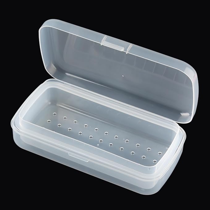 Nail Tool Sterilizer Box Plastic Sterilization Tray for Nail Art Accessories Tools, Disinfectant Container Soaking Box with Strainer Pedicure Manicure Cleaning Equipment, Clear