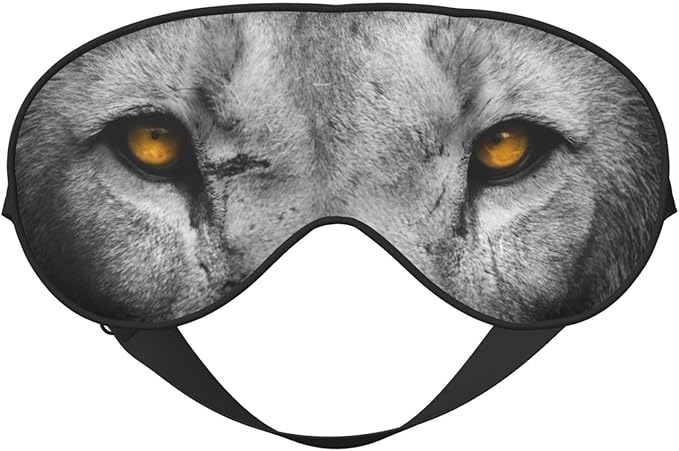 Golden Eyes Lion Face Sleep Mask Eye Mask with Adjustable Strap Eye Sleep Shade Cover Blocks Light for Women Men Airplane Travel Nap