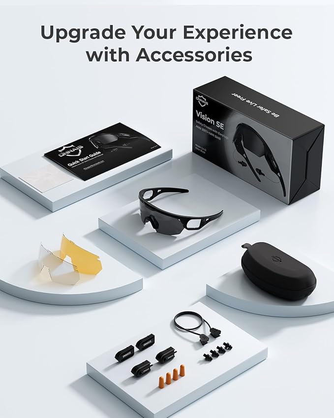 ONNAIS Shooting Glasses with Earplugs - ANSI Z87.1+ Safety Glasses with Detachable NRR 32dB Earplugs, Gifts for Men and Women