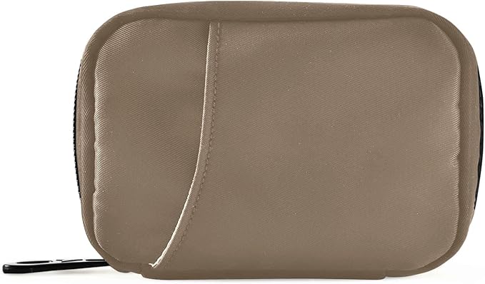 Pill Box 7 Day Pill Case Travel Pill Organizer Bag with Zipper Portable Weekly Case Compact Size for Vitamin Supplement Holder, Solid Color Brown