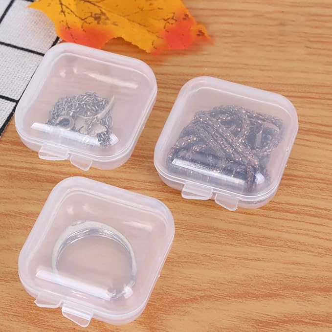 10 Pcs Mini Clear Plastic Boxes Transparent Pills Case Square Jewelry Bead Containers Empty Earplugs Box for Storage Small Items