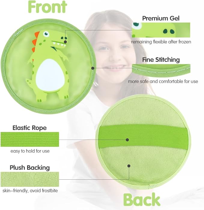 Hilph Kids Ice Packs for Boo Boos, Reusable 3 Pack Gel Ice Packs with Soft Backing for Toddlers & Children Injuries, Soft Small Hot & Cold Pack for Bumps, Bruises, Fever, Get Well Gifts