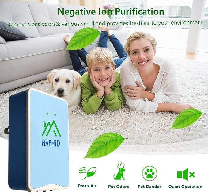 Ionizer Air Purifier, Plug In Air Purifier with 80 Million Anions/Sec Ion Technology, Air Ionizer for Home to Purify: Pet Odor, Various Smell, Etc (6 Park)