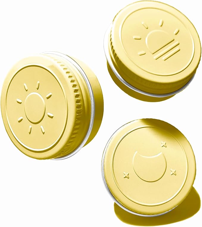 Extra Small Single Pill Box for Purse (3 Pack), Aluminum Screw Top Pill Container, 3 Times a Day Portable Waterproof Single Pill Case for Vitamins, Fish Oils, Supplements (Light Yellow)