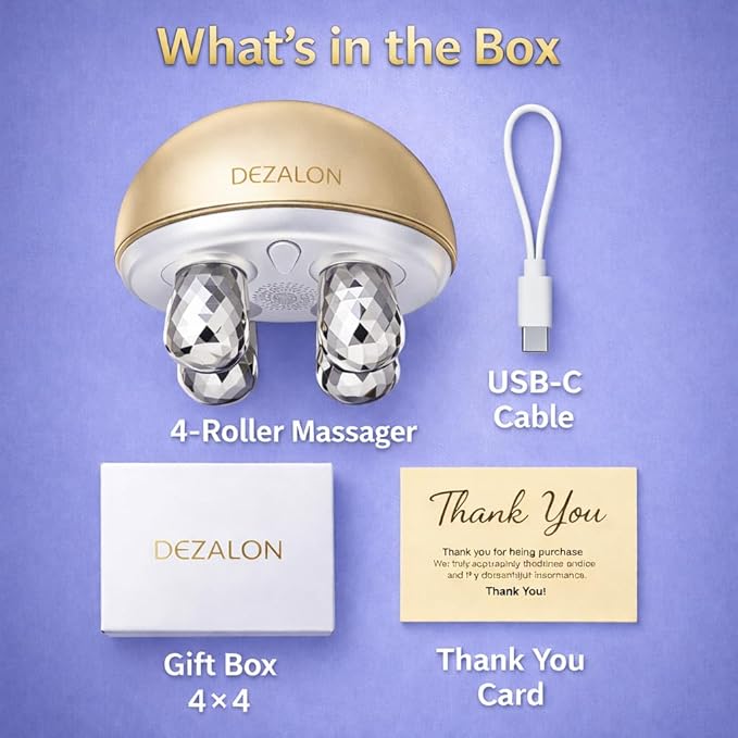 Microcurrent Facial Device, Face Massager Tool, Eye and Neck Massager, Face Roller, Beauty Tools for Relaxing Facial Massage and Skin Care Routine, Gold Color