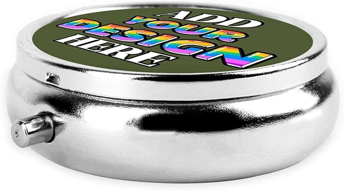 Custom Medicine Pill Organizer, Medicine Pill Box Case Container Travel Pill Holder Vitamin for Purse Med Wallet Portable Mini Pastillero Round, Army Green, Customized Gifts