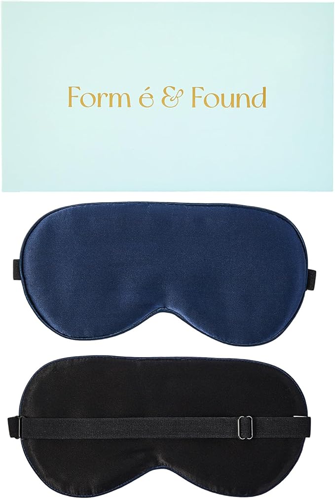 Formé & Found Silk Sleep Mask for Men & Women, 100% 6A Mulberry Silk, 16 Momme Ultra-Soft Eye Mask for Sleeping, Blackout Sleeping Eye Mask for Dry Eyes, Super Light Sleep Mask(Navy Blue)