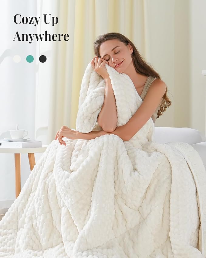 Topblan Weighted Blanket for Adults, 48" x 72" 15lbs, Soft Sherpa Twin Size Heavy Blanket with 3D Jacquard Turtle Shell Flannel Fleece for Couch and Bed