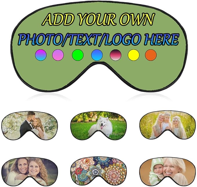 Personalized Eye Mask, Custom Eyeshade Blindfold Add Your Design Image Text Customized Eye Cover with Adjustable Strap for Sleeping Travel Work Naps Blocks Light, Fruit Green