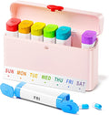 Odaro Weekly Pill Organizer 2 Times a Day, Large Pill Box 7 Day, Daily Twice Am Pm Medicine Organizer, Travel Contaniner for Medicine, Vitamin and Supplement, Pink