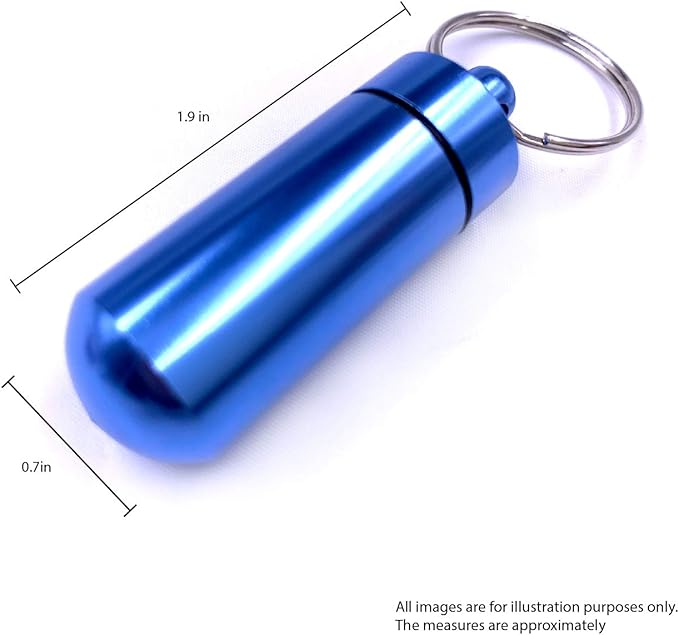 Deke Home - 5 Pack Keychain Pill Holder, Waterproof Mini Aluminum Pill Case, Portable Travel Medicine Container, Food-Grade & Pocket-Sized Pill Organizer for Emergency, Nitro Glycerin, Vitamins