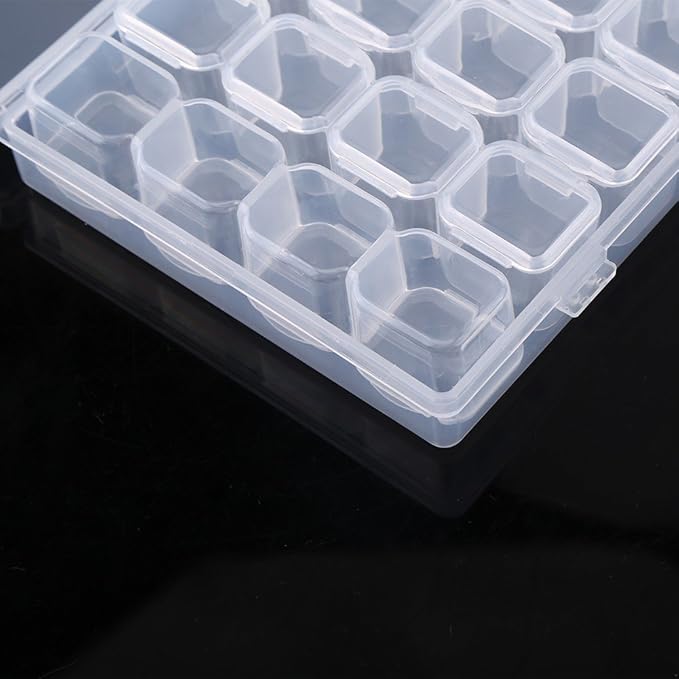 Monthly Pill Organizer,Clear Plastic 28 Slots Adjustable Oversized Pill Box for Travel, Storage Organizer for Storing Pills, Earrings, Finger Rings, Necklace Beads