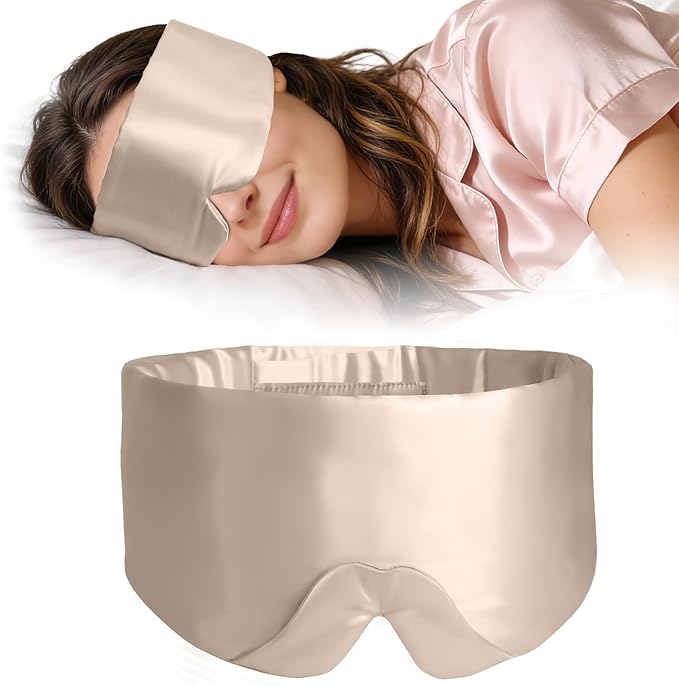 ZIMASILK 100% 22 Momme Mulberry Silk Sleep Mask - Full Silk Filled, Ultra-Soft & Breathable, Face-Hugging Blackout Eye Cover for Sleeping (Taupe)