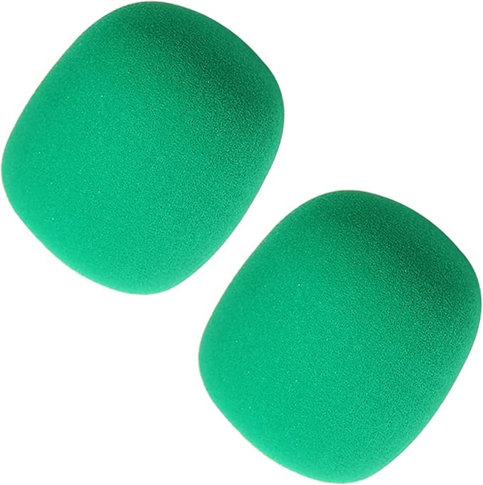 Fielect 2Pcs Microphone Cover Foam Mic Cover Handheld Microphone Windscreen Shield Micro Foam Filter Green for KTV Broadcasting