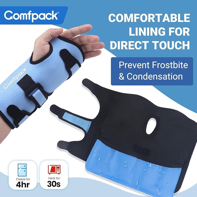 Wrist Ice Pack Wrap for Carpal Tunnel Relief, FSA Eligible, Gel Ice Pack for Injuries Reusable for Hand Pain Relief, Hot Cold Compression Wrist Brace for Surgery Recovery, Gift