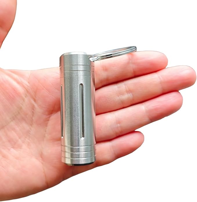 Large Size High Capacity Stainless Steel Keychain Pill Holder – Pill Container Portable Pill Case for Backpack, Keyring Watertight Travel Pill Container for Medicine (Medium)