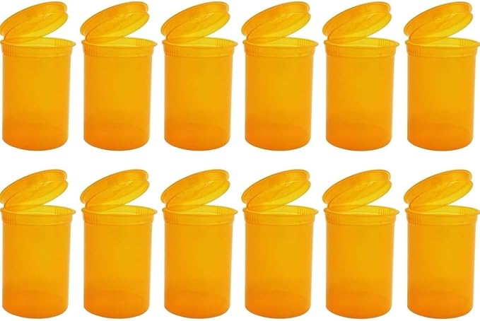100Pcs Empty Pill Bottles with Caps, 13 Dram Empty Prescription Vial, Waterproof Airtight Joint Pill Bottles with Pop Top Caps, Medicine Container for Pill, Crafts, Candy, Supplements (Orange)