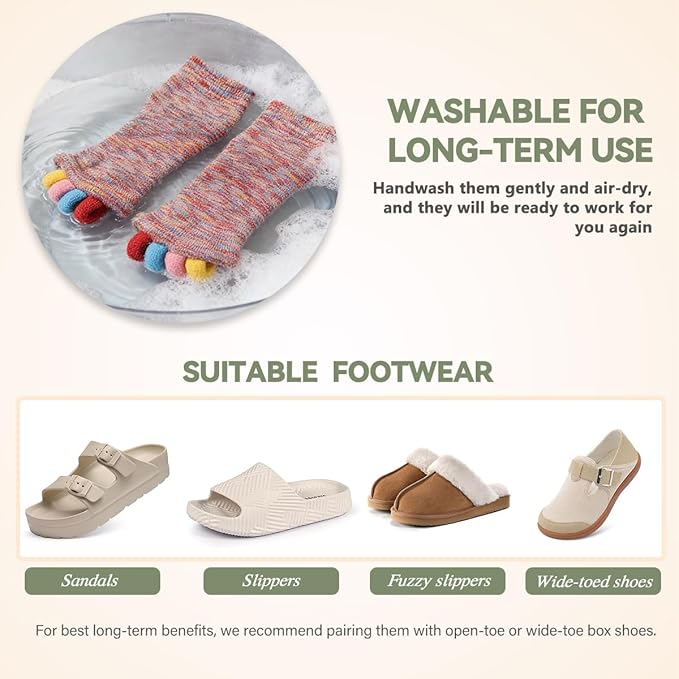 Toe Separator Socks for Yoga Women Men, Bunion Corrector Spacers Socks for Pain Relief & Circulation Improvement